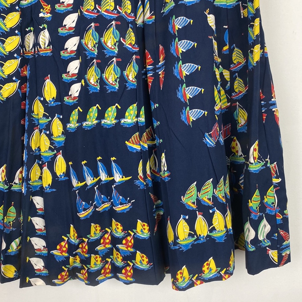 Rare J.Crew 8 Sailboat Skirt Vintage Navy Pleats Side Pockets Back Zipper - Picture 8 of 15